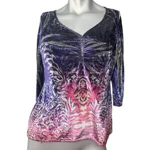 Live and Let Live Top Women Petite Small Top Velvet Sequin Purple Whimsygoth y2k